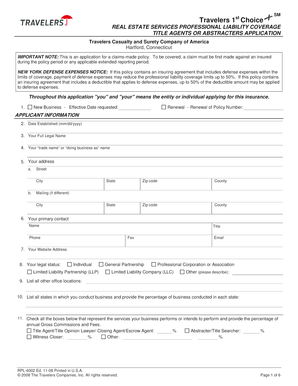 Title Agents Professional Liability Application