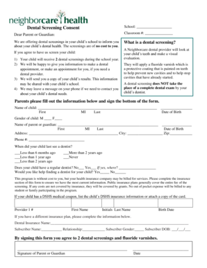 Dental Screening Consent Form
