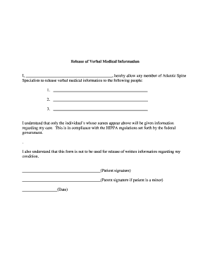 Release of Verbal Medical Information