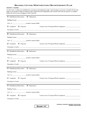Historical Property Rehabilitation Plan Form
