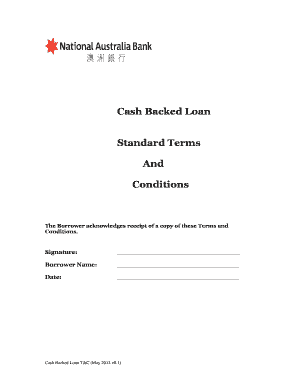 Cash Backed Loan Standard Terms and Conditions