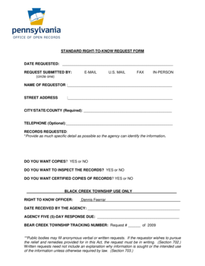 Standard Right-to-Know Request Form