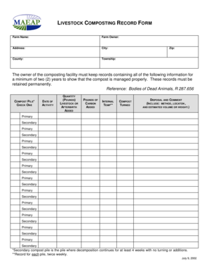 Livestock Composting Record Form