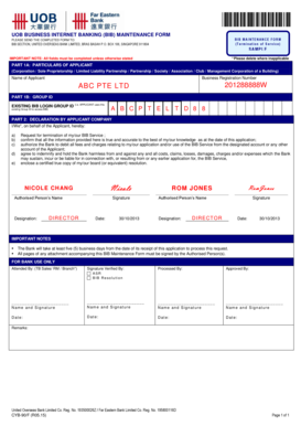 UOB Business Internet Banking Termination Form