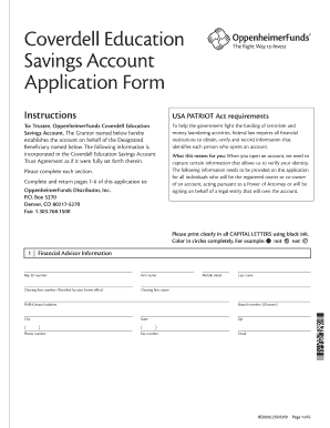 Coverdell Education Savings Account Application Form
