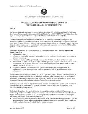 UNC HIPAA Patient Health Information Access Request Form