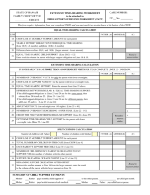 Hawaii Extensive Time-Sharing Worksheet