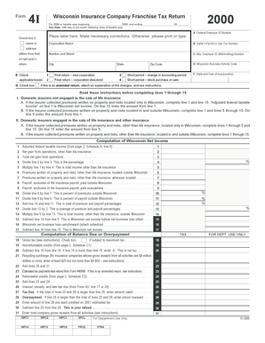 Wisconsin Insurance Company Franchise Tax Return