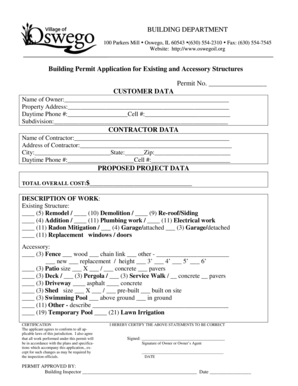 Building Permit Application for Existing and Accessory Structures