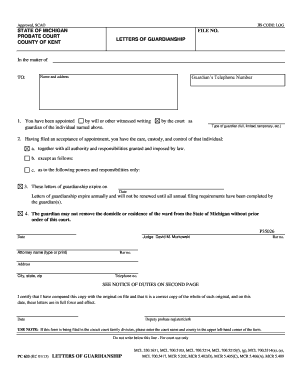 Michigan Letters of Guardianship