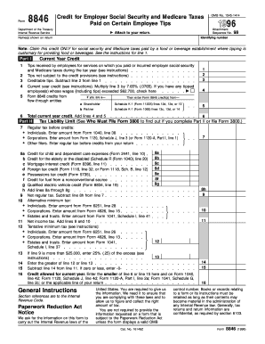 Form 8846 Credit for Employer Social Security and Medicare Taxes