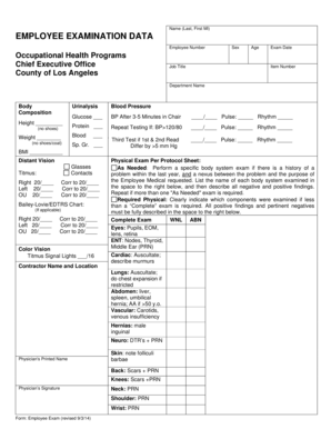 Employee Health Examination Form
