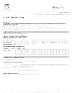 BMW Employees Medical Aid Society Ex Gratia Application Form