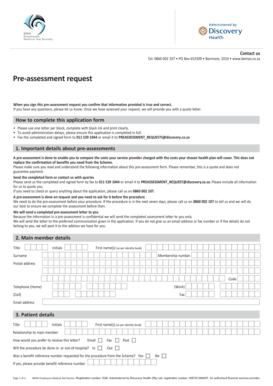 Pre-Assessment Request Form