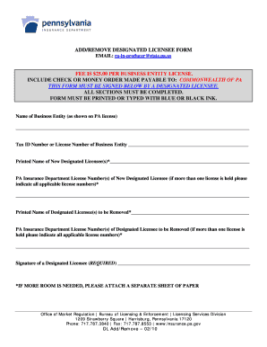 Add/Remove Designated Licensee Form