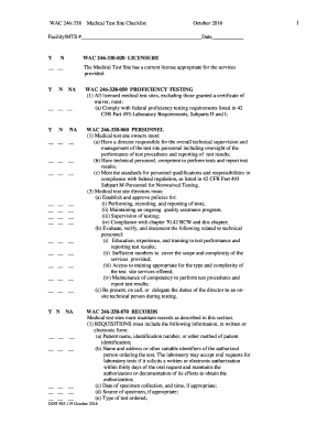 WAC 246-338 Medical Test Site Checklist