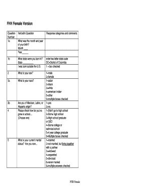 FHH Female Health Survey Form