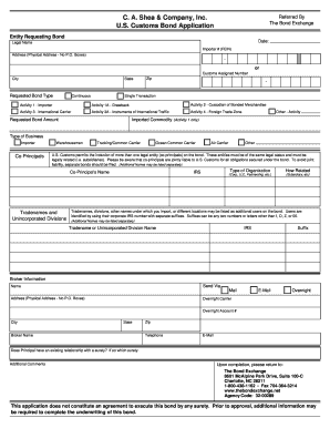 US Customs Bond Application