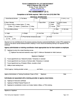 Texas PID Assignment Form C-1