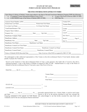 Nevada Trustee Information Affidavit Form