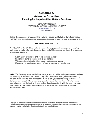 Georgia Advance Directive for Health Care