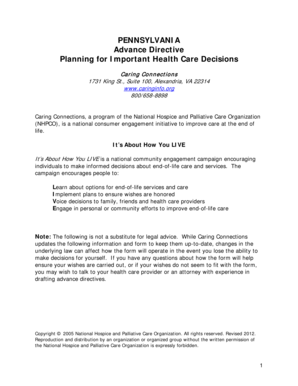 Pennsylvania Advance Health Care Directive