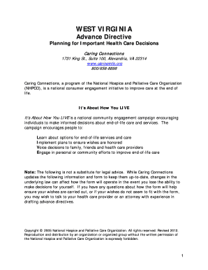 West Virginia Advance Directive