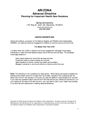 Arizona Advance Health Care Directive