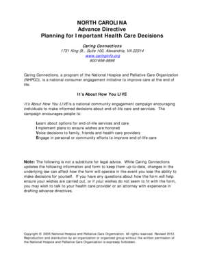 North Carolina Advance Directive