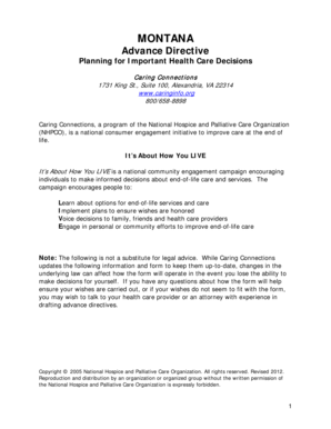 Montana Advance Directive