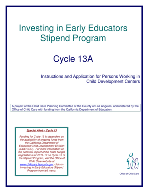 Investing in Early Educators Stipend Program Application