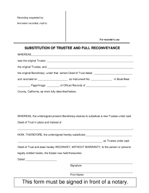 Substitution of Trustee and Full Reconveyance