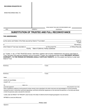 Substitution of Trustee and Full Reconveyance