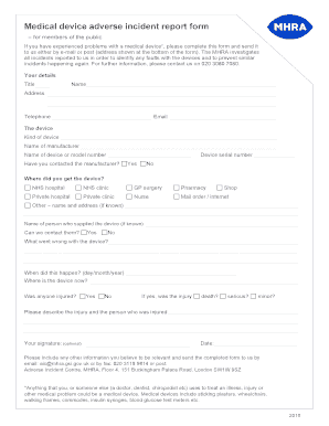 Medical Device Adverse Incident Report Form