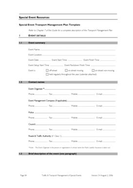 Special Event Transport Management Plan Template