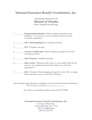 Mutual of Omaha Insurance Agent Appointment Form