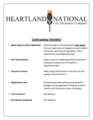 Heartland National Life Agent Contract
