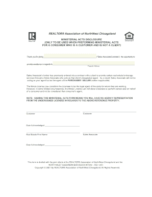 Ministerial Acts Disclosure Form