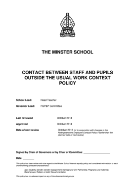 Contact between staff and pupils outside usual work context - minster notts sch