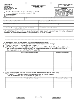 DIVORCE COMPLAINT (DISSOLUTION OF MARRIAGE) - jud ct