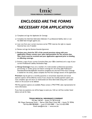 Texas Medical Liability Insurance Application