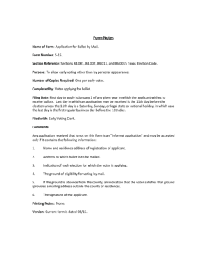 Texas Ballot by Mail Application