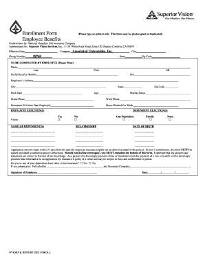 Employee Benefits Enrollment Form