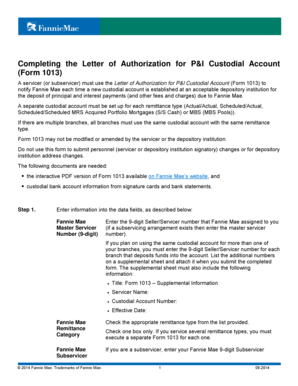 Letter of Authorization for P&I Custodial Account