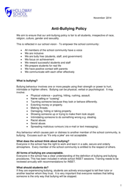 Anti-Bullying Policy and Report Form