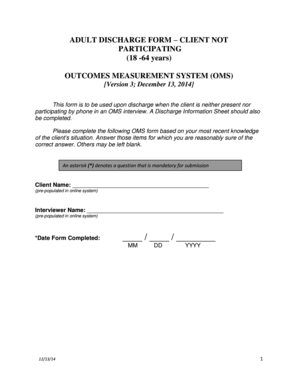 Adult Discharge Form