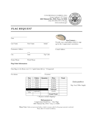 US Flag Request Form