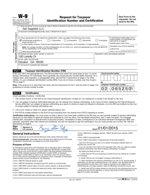 IRS Form W-9 Request for Taxpayer Identification Number and Certification