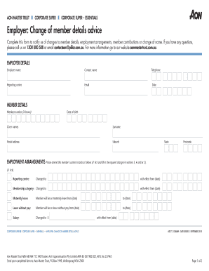 Employer Change of Member Details Advice