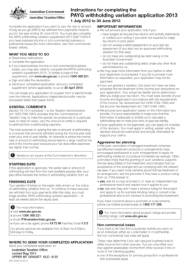 PAYG Withholding Variation Application 2013